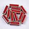 Handmade Porcelain Beads, Fancy Antique Glazed Porcelain, Cuboid, Red, 23~29x7~10x7~10mm, Hole: 2.5~3mm