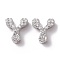 925 Sterling Silver Micro Pave Cubic Zirconia Beads, Real Platinum Plated, Letter Y, 9.5x8.5x3.5mm, Hole: 2.5x1.5mm