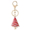 Golden Tone Alloy Enamel Big Pendants, with Rhinestone, Christmas Tree Charm, Crimson, 58x45mm