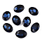 Pointed Back Glass Rhinestone Cabochons, Back Plated, Faceted, Oval, Montana, 12x10x5mm