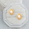 1 Pair ABS Plastic Pearl Oval Stud Earrings EJEW-FI0002-21-5