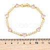 Brass Pave Cubic Zirconia Heart Link Chain Bracelets for Women KK-CBA68DA-10G-02-4