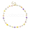 Natural Shell Nugget Beaded Chain Necklaces NJEW-JN04358-1