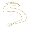 Natural Baroque Keshi Pearl Rectangle Pendant 304 Stainless Steel Cable Chain Necklaces for Women NJEW-JN06115-2