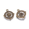 Tibetan Style Alloy Compass Pendants TIBEP-S272-AB-FF-2