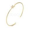 Rack Plating Brass Micro Pave Clear Cubic Zirconia Letter Open Cuff Bangles BJEW-A018-01G-K-1