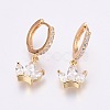 Brass Micro Pave Cubic Zirconia Dangle Hoop Earrings EJEW-F172-F01-G-1