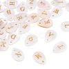 26Pcs 26 Styles Natural Shell Teardrop Charms with Golden Tone Metal Letter Slices SHEL-TAC0004-02-3