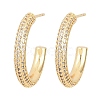 C-Shaped Brass Clear Cubic Zirconia Stud Earrings EJEW-A156-11B-G-4