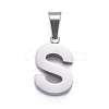 Non-Tarnish 304 Stainless Steel Letter Pendants LS-STAS-H127-S-P-1