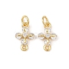 Brass Pave Clear Cubic Zirconia Cross Links Connector Charms KK-G544-16G-1
