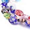 Flat Round Handmade Millefiori Glass Beads Strands LK-R004-62-3