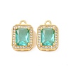 Octagon Rectangle Brass Micro Pave Cubic Zirconia Charms KK-G435-28G-01-2