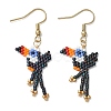304 Stainless Steel MIYUKI Glass Seed Beads Bird Dangle Earrings EJEW-MZ00555-02-3