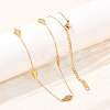 304 Stainless Steel Fish Bone Shaped Link Chain Necklaces for Women NJEW-A064-04G-3