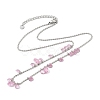 304 Stainless Steel Cubic Zirconia Teardrop & Flat Round Bib Ball Chain Necklaces for Women NJEW-F328-11P-08-2