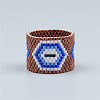Adjustable Bohemian Style 304 Stainless Steel and Glass Seed Beads Cuff Rings FS-WG09053-04-1