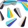 10Pcs 5 Colors Transparent & Opaque Resin & Wood Pendants RESI-TA0004-66-3
