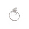 304 Stainless Steel Snake Wide Open Cuff Ring for Women X-RJEW-S405-160P-2
