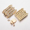 Brass Cubic Zirconia Box Clasps ZIRC-O020-06G-NR-1