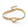 304 Stainless Steel Hollow Out Heart Link Bracelet with Cuban Link Chains for Women LS-BJEW-P284-01G-1
