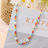 Bohemian Daisy Flower Glass Seed Beaded Necklaces with Alloy End Chains FS-WGC49A6-01-1