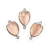Cat Eye Faceted Teardrop Connector Charms G-B081-02P-02-1