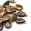 Teardrop Natural Tiger Eye Pendants X-G-Q368-06-1