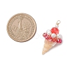 4Pcs 4 Colors Shell & Glass Pendants PALLOY-TA00359-3