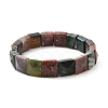 Square Natural Indian Agate Beads Stretch Bracelets for Women Men BJEW-C097-06N-4