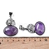 Natural Amethyst Oval Pendants G-A093-02P-02-3