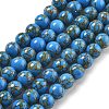Synthetic Gold Line Turquoise Beads Strands G-A255-A03-01A-1