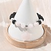 Natural Madagascar Rose Quartz & Lava Rock & Shell Pearl Charm Bracelets BJEW-JB13707-01-2