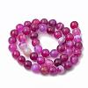 Dyed Natural Striped Agate/Banded Agate Round Bead Strands G-R342-4mm-04-2