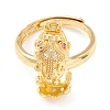 Brass Cubic Zirconia Adjustable Ring Components KK-K266-09G-3
