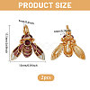 2Pcs 925 Sterling Silver Enamel Bees Pendants STER-CA0001-14-2