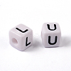 Chunky Letter Acrylic Cube Beads for Kids Jewelry X-PL37C9447-4