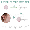 DICOSMETIC 12 Pairs 6 Style 925 Sterling Silver Stud Earring Findings STER-DC0001-27-5