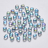 Transparent Spray Painted Glass Beads X-GLAA-R211-02-D01-1