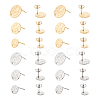 24Pcs 6 Style Flat Round 304 Stainless Steel Stud Earring Findings STAS-UN0027-27-1