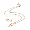 Natural Shell Heart Stud Earrings & Pendant Necklace SJEW-G080-01G-1