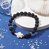 Tortoise Synthetic Turquoise & Natural Lava Rock Stretch Bracelets for Women BJEW-JB10106-06-2