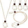 6Pcs Adjustable Waxed Cord Macrame Pouch Empty Stone Holder Necklace Making NJEW-BBC0001-08A-1