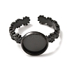 Flower 304 Stainless Steel Cuff Ring Components STAS-P454-05B-B-2