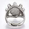 Adjustable Alloy Glass Finger Rings RJEW-T006-03D-4