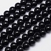 Natural Black Tourmaline Round Bead Strands G-I160-01-8mm-1
