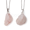 Rough Raw Natural Ferruginous Quartz Pendant Necklaces NJEW-JN04637-02-1