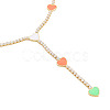 Brass Cubic Zirconia with Enamel Lariat Necklaces NJEW-S418-03-2