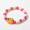 Stretchy Wood Bracelets for Kids BJEW-JB01265-3