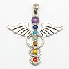 Vintage Chakra Jewelry Zinc Alloy Bezel Gemstone Big Pendants X-G-M039-01-1